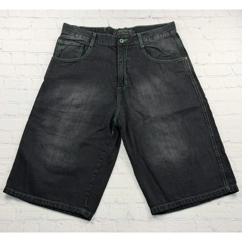 Vintage Southpole Black Jean Shorts Mens 38 Shorts Baggy Y2K Hip Hop